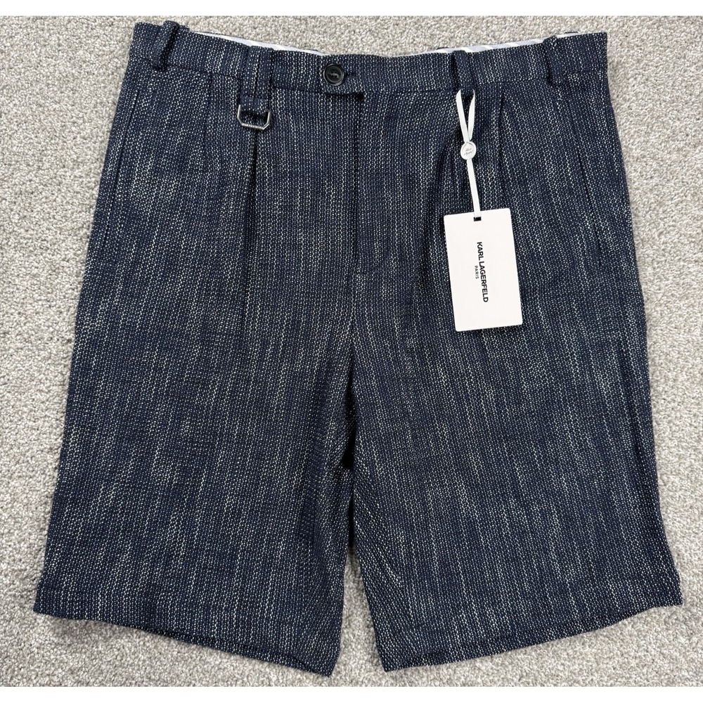 Karl Lagerfeld White Label Summer Dress Shorts 34‎ Navy Textured Cotton Portugal